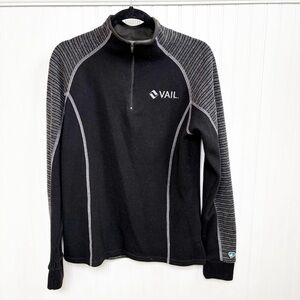 Kuhl Black & Gray Chianti Fleece 1/4 Zip Sweater Vail Embroidered Women’s Large